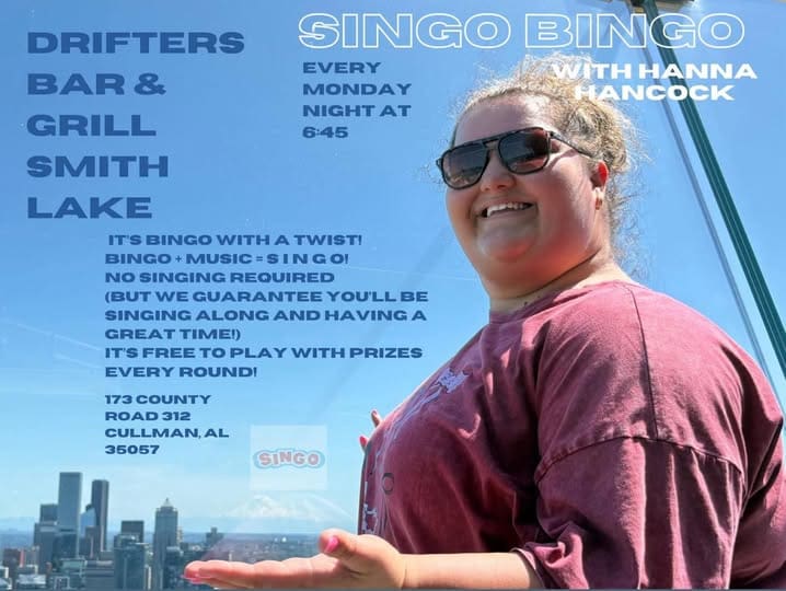 Singo Bingo with Hanna Hancock Live at Drifters Bar & Grill on Smith Lake AL
