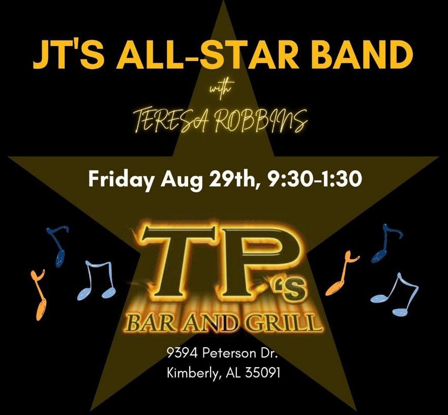 JT's AllStar Band w/ Teresa Robbins returns to TP's Bar & Grill