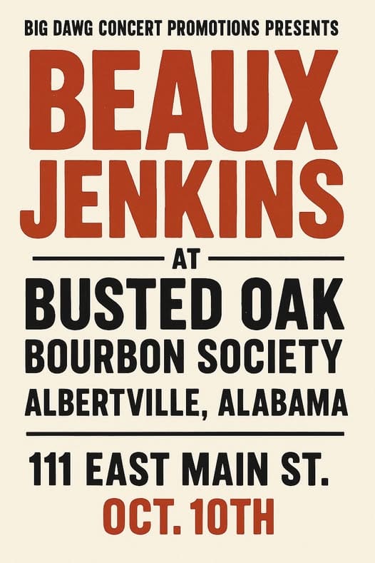 Beaux Jenkins Live at Busted Oak Bourbon Society in Albertville AL