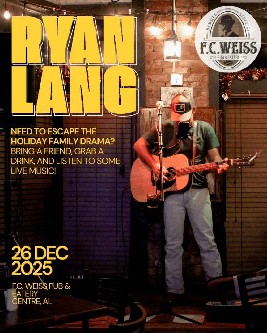 Ryan Lang LIVE at F.C. Weiss Pub & Eatery – Centre, AL